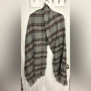 Grey Plaid Blanket Scarf